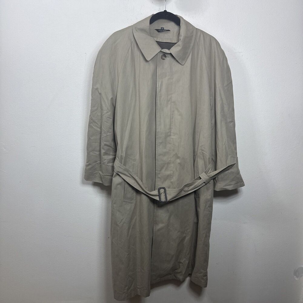 (W3) Jos A Bank Mens Trench Coat Size 40S Beige Removable Lining